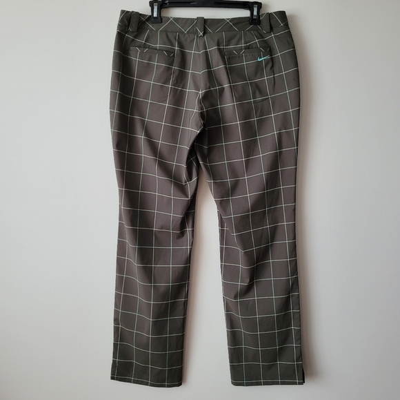 NIKE Golf Tour Performance Women's Green Plaid Dri-Fit Trouser Pants Size 12 - Picture 4 of 15